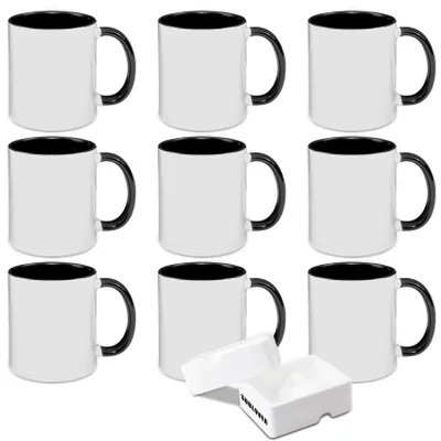 Image de Elzusha - Ensemble de 9 tasses à sublimation de 330 ml (11 oz) avec intérieur coloré