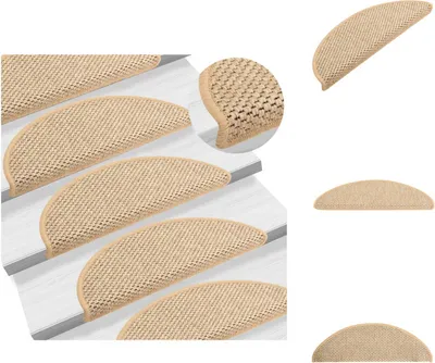 Obrázok produktu pre vidaXL Samolepiace sisalové rohože na schody 15 ks 65x21x4 cm Svetlo béžová - Rohože na schody