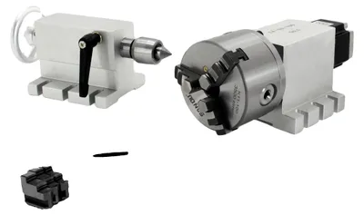 Immagine prodotto di Quarto asse: asse rotante, rapporto di riduzione 50:1, mandrino a 3 griffe, 3Jaw K11-100 mm