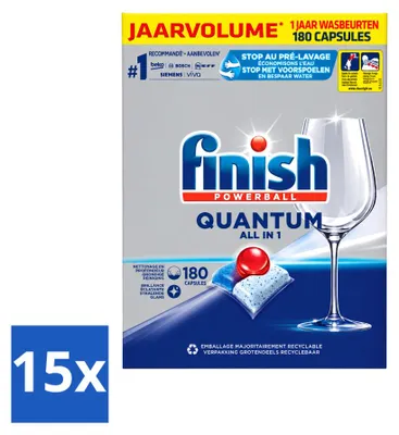 Produktbild von 15 x Finish Powerball Quantum All in 1 Geschirrspültabs - Vorteilspackung - 15 Stücke