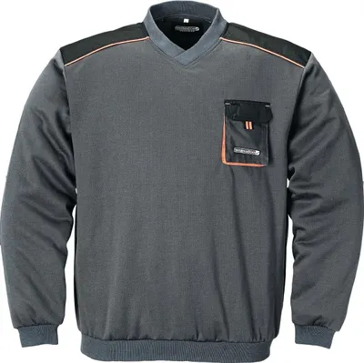 Immagine prodotto di Maglia Terratrend uomo taglia L grigio scuro/nero/arancio 100%Co scollo a V 320G/M2