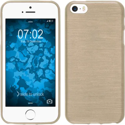 Produktbild von PhoneNatic Case kompatibel mit Apple iPhone SE 2016 (1.Gen) - gold Silikon Hülle brushed + 2 Schutzfolien