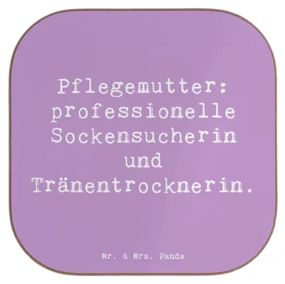 Produktbild von Mr. & Mrs. Panda Tassenuntersetzer Spruch Pflegemutter Heldin - Lavendeltraum - Geschenk, Familie, Tischschoner, Coaster, gläseruntersetzer, Alltagsheldin, Pflegekind