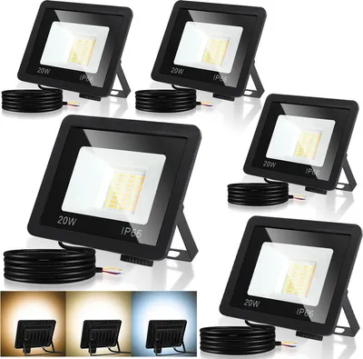 Produktbild von TolleTour LED Fluter LED Strahler LED Baustrahler 5X 20W 3 Farbe 3000/4000/6500K Floodlight mit IP66 Wasserdicht