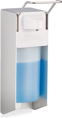 Produktbild von 4 x Eurospender 500 ml, intelligente Handhygiene, Seifenspender, Desinfektionsmittelspender, Bügel-Mechanik, weiß