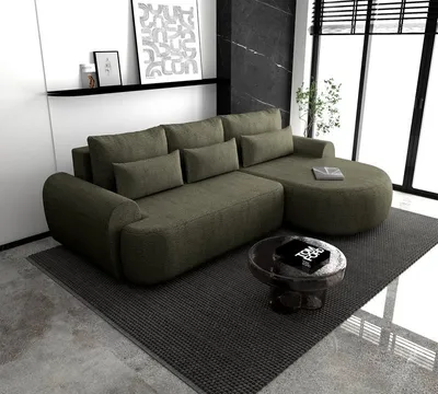 Produktbild von Ecksofa OLIVIO L - Wohnlandschaft Polstersofa Polstercouch (Grün - MODESTO 484) RECHTE SEITE