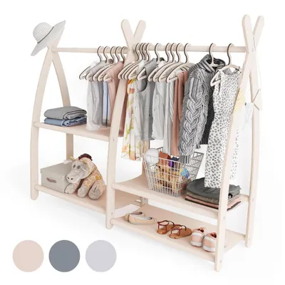 Produktbild von Kleiderstange Baby Kinderzimmer Kinderkleiderstange Beige Baby Garderobe 100% ECO