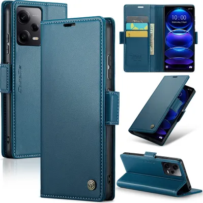 Produktbild von Xiaomi Poco X5 Pro Hülle, Leder Brieftasche Kartenfach Schutzhülle mit Standfunktion für Xiaomi Poco X5 Pro / Redmi Note 12 Pro 5G Blau
