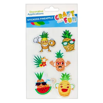 Produktbild von 6 Stück selbstklebende Aufkleber mit Ananas-Motiv