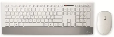 Productafbeelding van Draadloos toetsenbord en muis set, Duitse QWERTZ lay-out, spatwaterdicht, wit/zilver