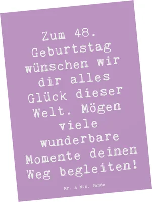 Produktbild von Mr. & Mrs. Panda bildkarte Spruch 48. Geburtstag Glück - Lavendeltraum - Geschenk, Kunstkarten, Postkarte, Alter, Postkarten, Fotokarte, Happy Birthday, Feiern, Grußkarte