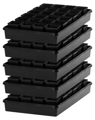 Image de Pots carrés de culture avec soucoupe, 7x7 cm, pour plants, lot de 24
