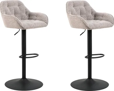 Produktbild von Barhocker - Beige - Schwarz matt - Stoffbezug - Metallgestell - höhenverstellbar - 2er Set