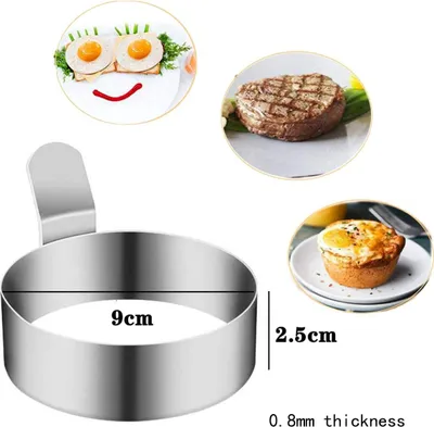 Produktbild von Spiegeleiform Antihaft Pfannkuchenform, Eierring Edelstahl für pochierte Eier, Eierringe mit hitzebeständigem Fingerling