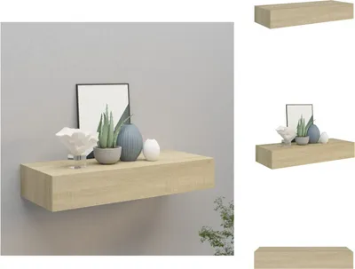 Image de vidaXL Étagère murale avec tiroir aspect chêne 60x23,5x10 cm MDF - Étagères murales