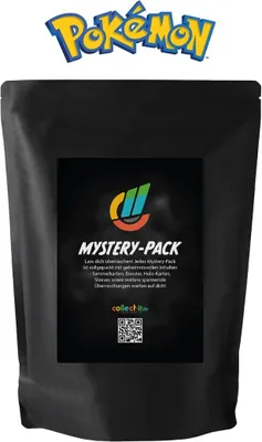 A black bag with a "Mystery-Pack" label and the Pokémon logo above it.