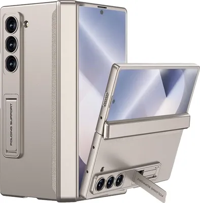 Obrázek produktu pro Pouzdro na Samsung Galaxy Z Fold 6, Magnetické ochranou pantu, All-Inclusive kryt s ochranou displeje a stojánkem béžové