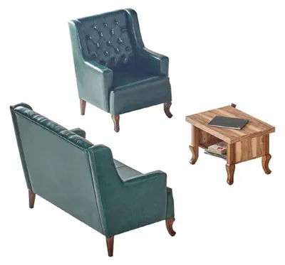 Obrázok produktu pre Komplett Set 3-Sitzer Sessel Couchtisch Chesterfield Grün Klassisch