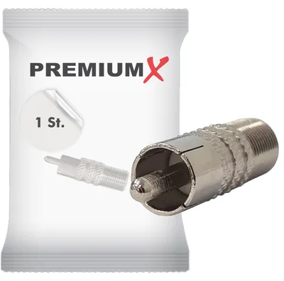 Produktbild von PremiumX Koaxial Video SAT Adapter Cinch Stecker auf F-Buchse Kupplung