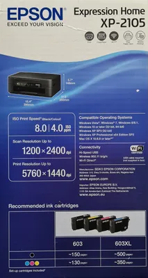 Obrázok produktu pre Epson Expression Home XP-2105, Inkjet, Farebná tlač, 5760 x 1440 DPI, Farebné kopírovanie, A4, Čierna