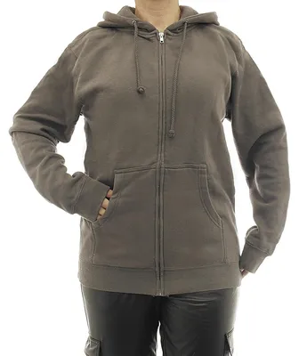 Produktbild von Damen Hoodie warm Fleece Kapuze Reißverschluss Zip Oversize 7177 dunkelgrau L