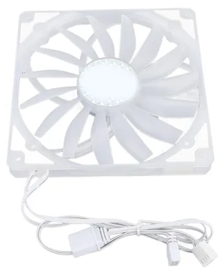 Image de Ventilateur PWM ARGB de 140 mm, ultra-fin (15 mm), roulement à pression dynamique MFDB, contrôle de la température par PWM, compatible avec la synchronisation ARGB 5 V de la carte mère, vitesse de rotation : 300 à 1 100 tr/min, blanc