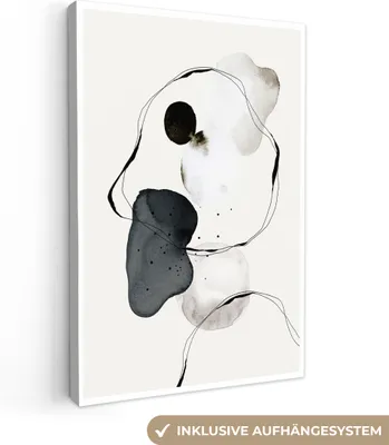 Obrázek produktu pro OneMillionCanvasses® - Obrazy na plátně - Abstraktní - Malba - Umění - Černá a bílá, Fototapeta, Nástěnná dekorace Obývací pokoj obrazy, 40x60cm