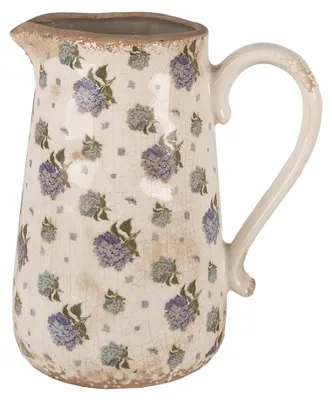 Image de Clayre & Eef Pot décoratif 21x15x23 cm Beige Bleu Céramique Fleurs