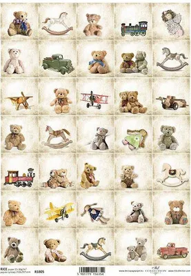 Produktbild von ITD Reispapier Decoupage Bastelpapier Softpapier, R1805 Spielzeug-Teddybären