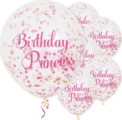Produktbild von 6 Rosa Birthday Princess Konfettiballons 30cm