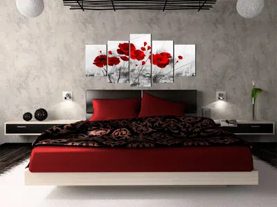 Image de Tableau acoustique Fleurs 200 x 100 cm Tableaux Mousse acoustique Absorbeur acoustique haute performance Isolation acoustique Toile 5 pièces Tableau mural Acoustique intérieure Isolation acoustique 0107-5