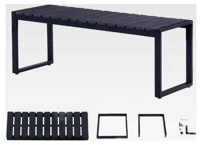 Produktbild von Wetterfeste Gartenbank aus Holz für Balkon, Terrasse und Garten, bis 200 kg belastbar, 120 cm, Schwarz für 2 Personen