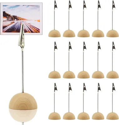 Produktbild von Foto Halter 20 Stück, Holz Kartenhalter, Memo Halter, Tischkartenhalter, Krokodilklemme