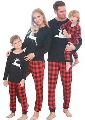 Produktbild von Elzusha – Familienset, Pyjama, Weihnachten, Langärmliges Oberteil und karierte Hose