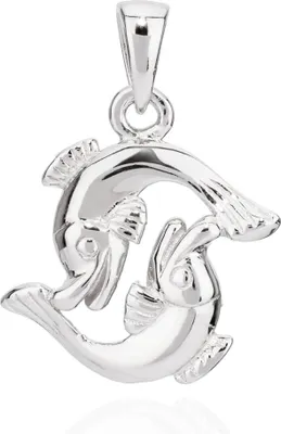 Produktbild von Kettenanhänger klein Sternzeichen Fisch 925 Silber 14x13mm Horoskop Zodiak