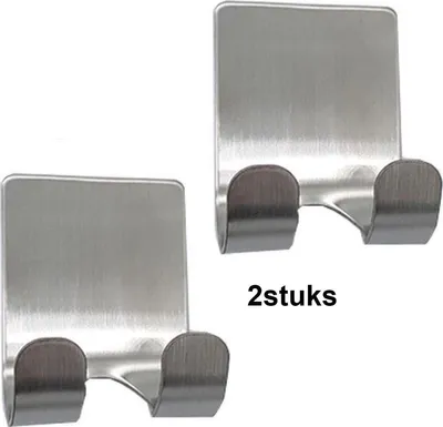 Immagine prodotto di Ganci adesivi - Ganci per il bagno - Ganci per la cucina - Ganci per asciugamani - Portasciugamani - Ganci - 2 pezzi - Argento - Acciaio inossidabile - Accessori per il bagno - Accessori per la cucina