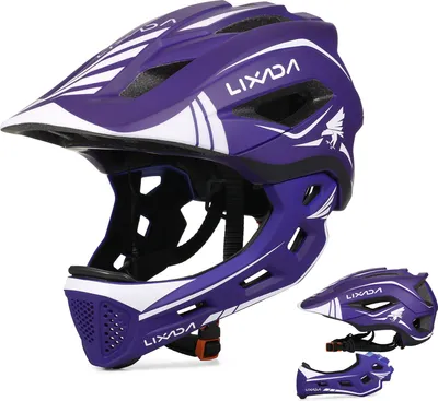 Produktbild von Kask rowerowy Lixada, zdejmowany kask pełnotwarzowy dla dzieci, sprzęt sportowy, odpowiedni do rowerów, deskorolek, rolek, hulajnóg