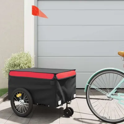 Productafbeelding van Maison Exclusive - Fietsaanhanger, zwart en rood, 45 kg, staal