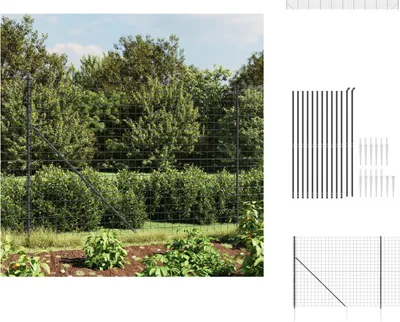 Produktbild von vidaXL Maschendrahtzaun mit Bodenhülsen Anthrazit 1,6x25 m -  Zaunfelder