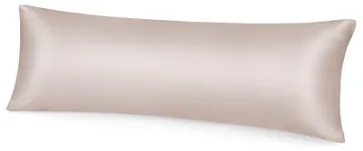 Produktbild von r Satin-Kissenbezug, geeignet für Haar- und Hautpflege, seidig weich mit Reißverschluss, 1 Stück, taupe, 40 x 145 cm