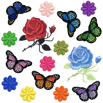 Produktbild von 16PCS Mini Bestickte Patches zum Aufbügeln mit Hitze oder zum Aufnähen Gestickte individuelle Rucksack-Aufnäher für Männer, Frauen