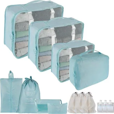 Produktbild von Famanu Koffer Organizer Set – 14-teiliges Reiseorganisationskit mit Verpackungstaschen und Zubehörbeuteln