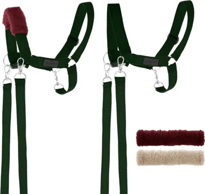 Obrázek produktu pro Ohlávka pro koně Hobby Horse s ohlávkami a kožešinou, zelená – Handlosfera