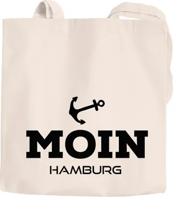 Produktbild von Jutebeutel Stofftasche Moin Hamburg Anker Anchor Baumwolltasche Moonworks® natur 2 lange Henkel