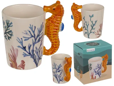 Steingut-Becher Seepferdchen 300 ml in Geschenkbox
