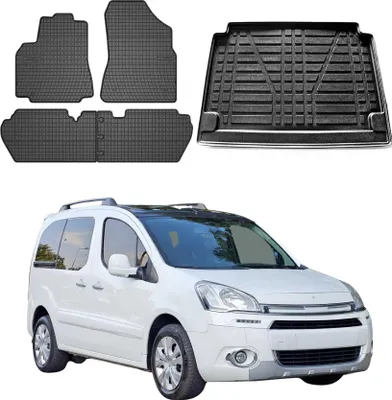Image de Tapis de sol & bac de coffre Set pour Citroen Berlingo 2008-2018 Caoutchouc inférieur 5x