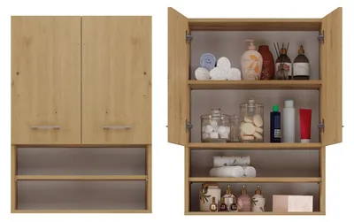 Immagine prodotto di Armadietto superiore da bagno con scaffali MARGO - rovere artisan