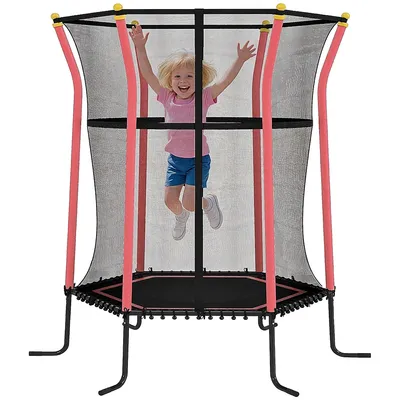 Produktbild von Trampolin Kinder 163 cm mit Sicherheitsnetz gepolsterte Pfosten Stahl bis 50 kg