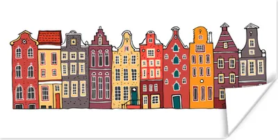 Produktbild von MuchoWow® Poster Illustration - Amsterdam - Haus 120x60 cm - Bild