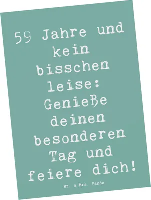 Produktbild von Mr. & Mrs. Panda Postkarte Spruch 59. Geburtstag Feier - Meeresbrise - Geschenk, Geburtstagsparty, Glückwunsch, Fotokarte, Happy Birthday, bildkarte, Freude, feiere dich